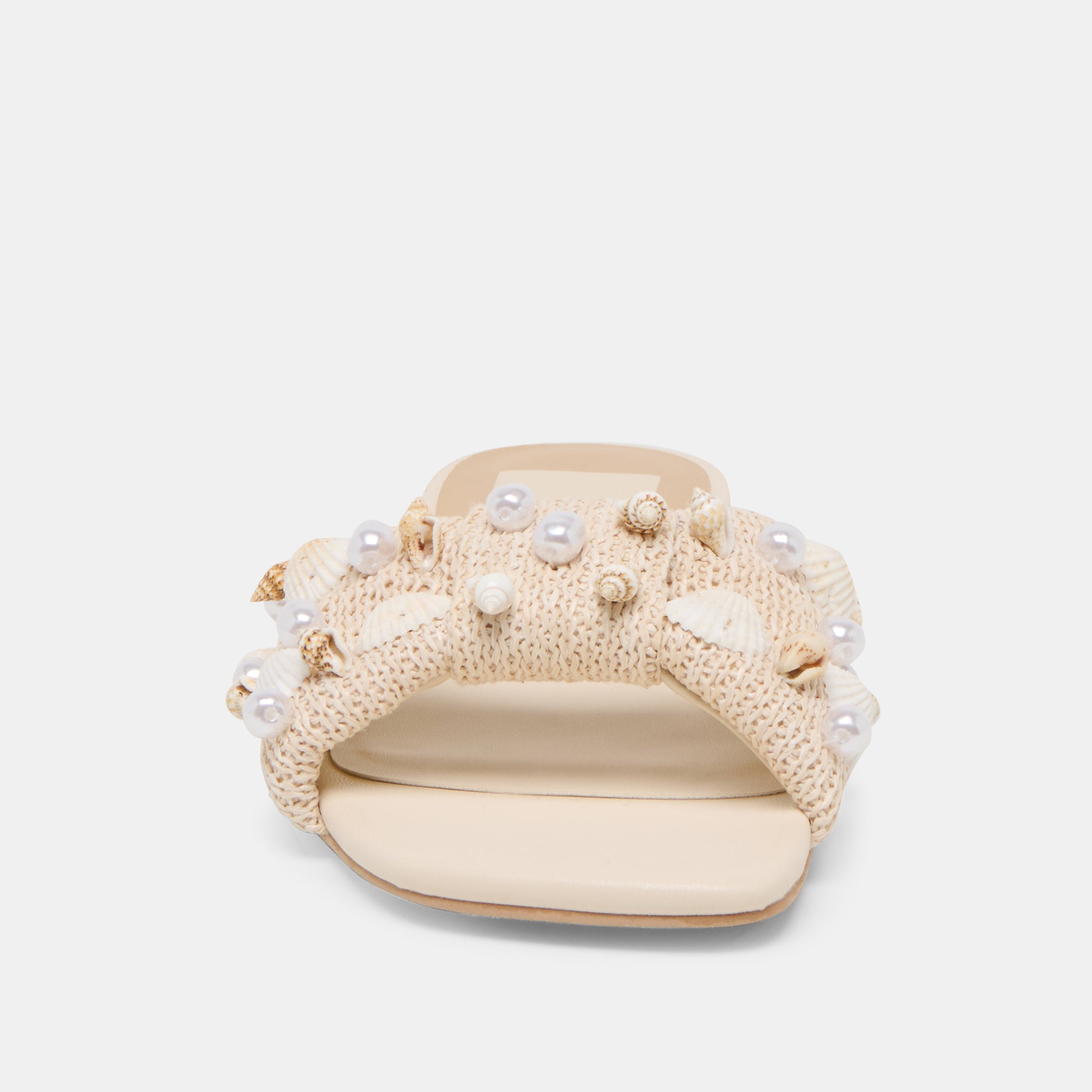 Lizza Oatmeal Beaded Raffia Sandals / Dolce Vita