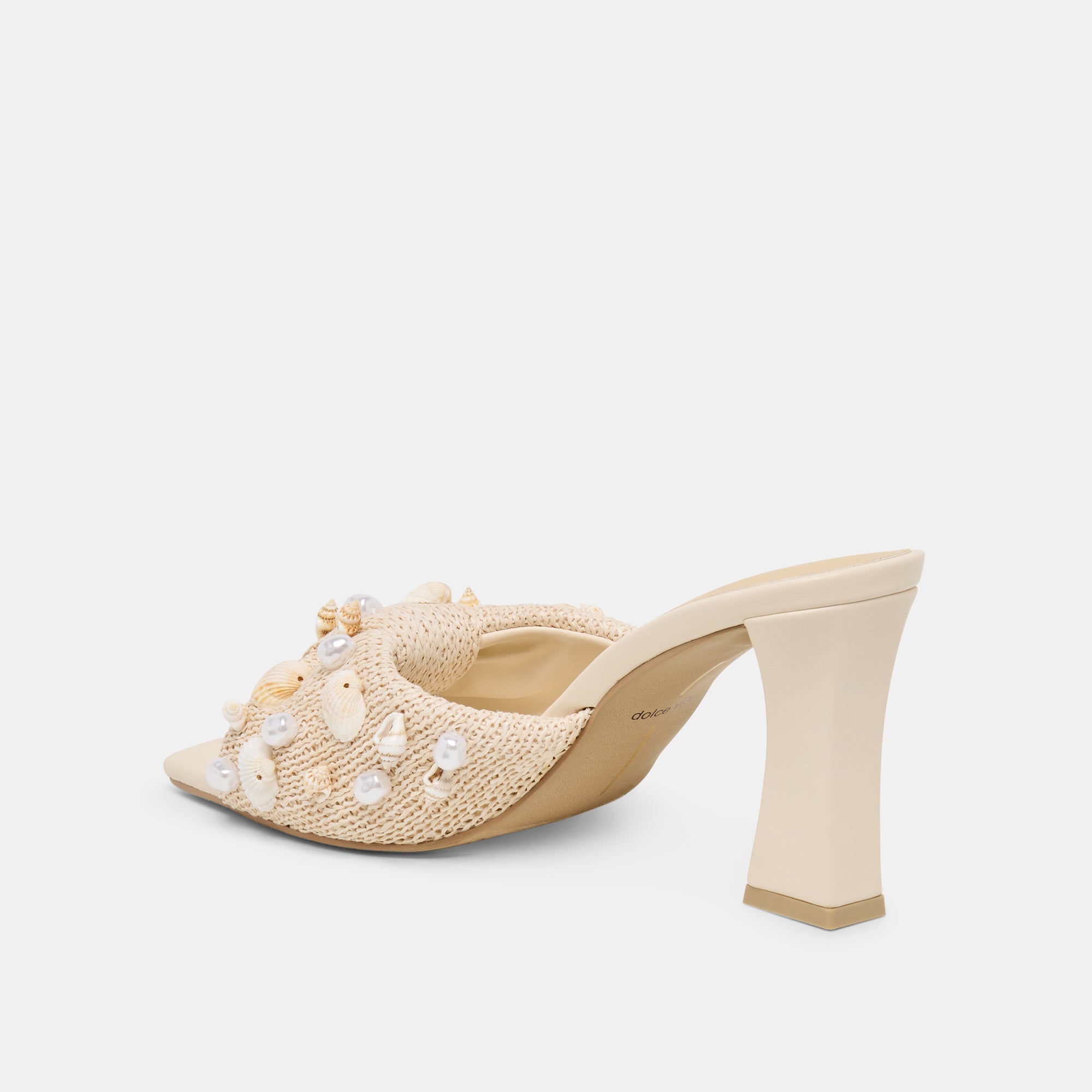 Tylah Oatmeal Beaded Raffia Heels / Dolce Vita