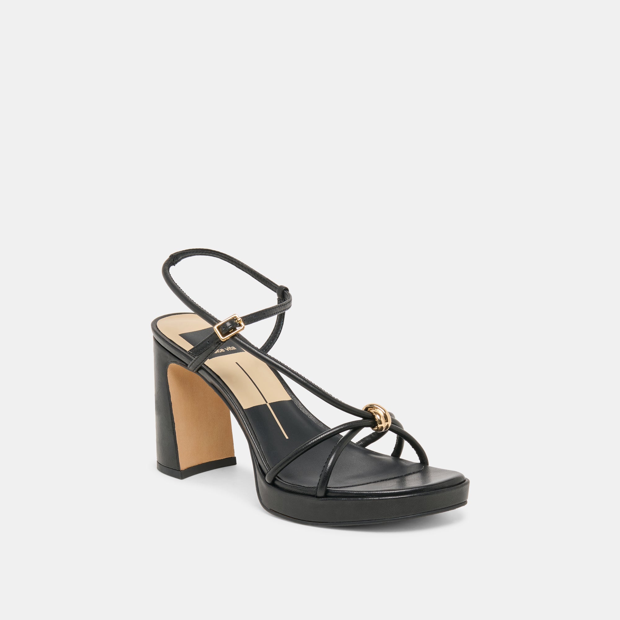Odete Black Leather Heels / Dolce Vita