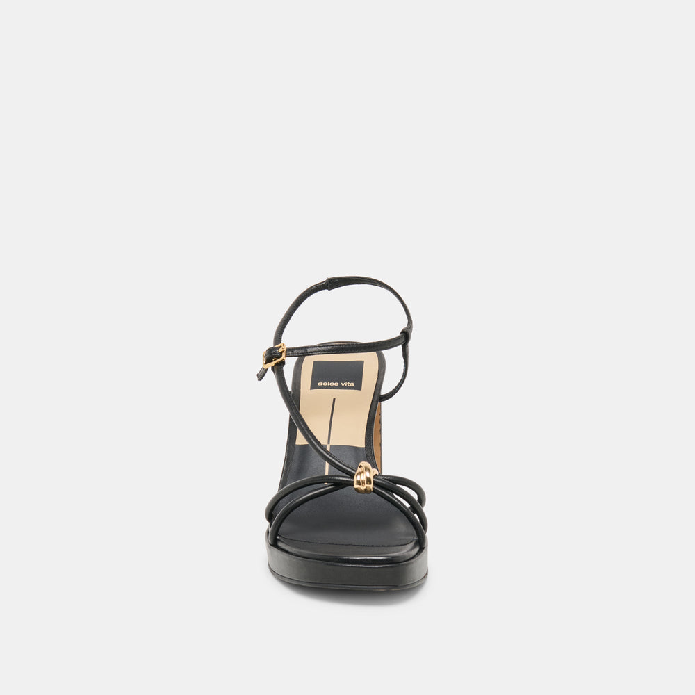 Odete Black Leather Heels / Dolce Vita