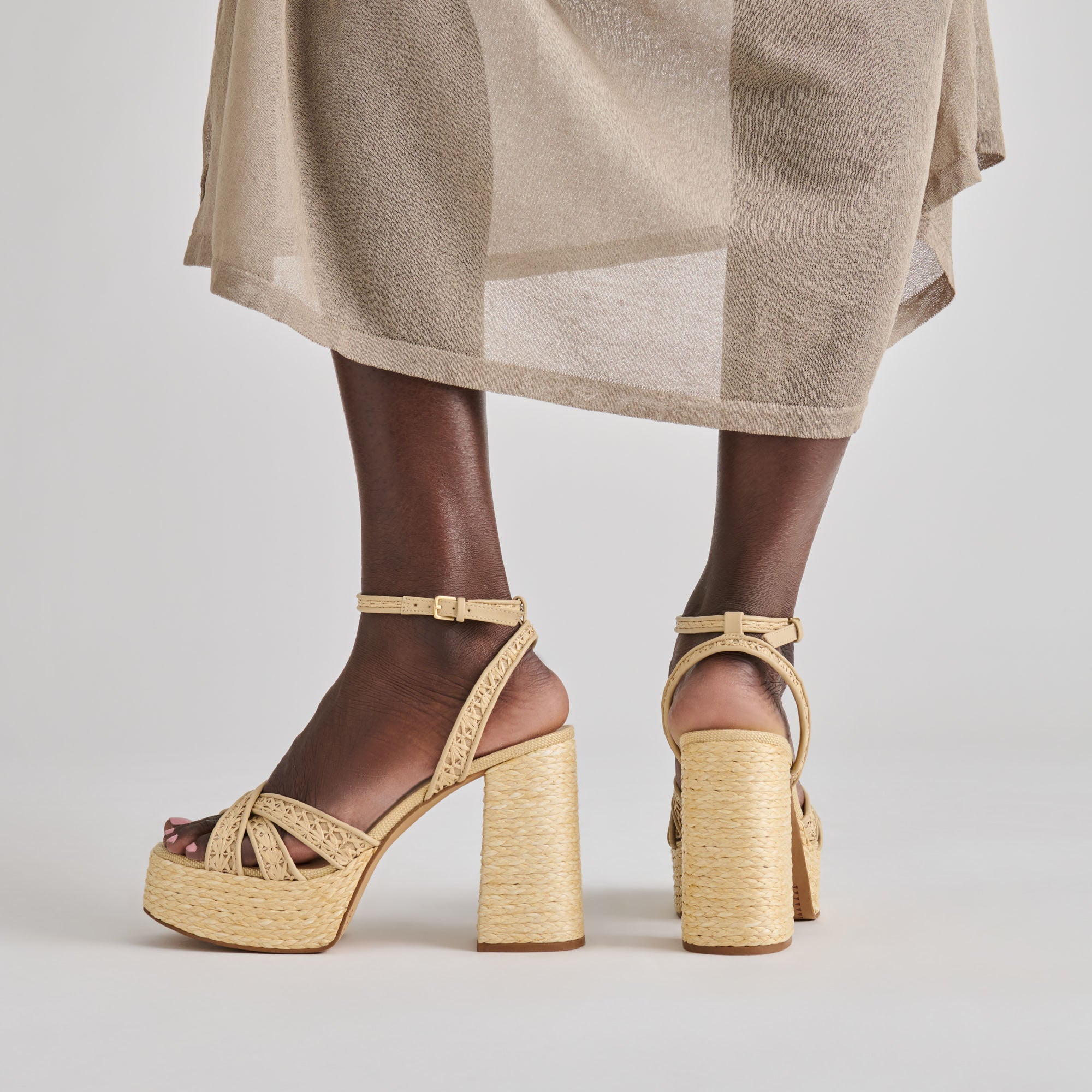 Danila Lt Natural Cross Hatch Raffia Heels / Dolce Vita