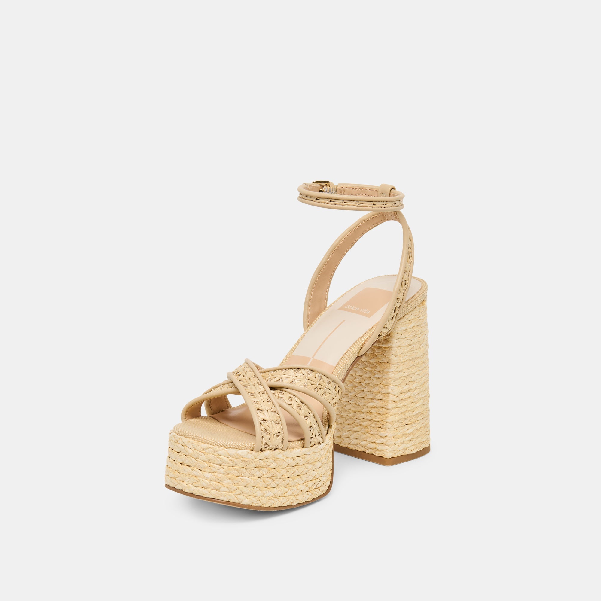 Danila Lt Natural Cross Hatch Raffia Heels / Dolce Vita