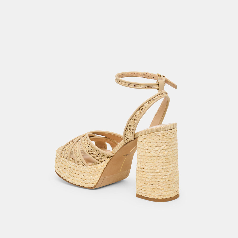 Danila Lt Natural Cross Hatch Raffia Heels / Dolce Vita