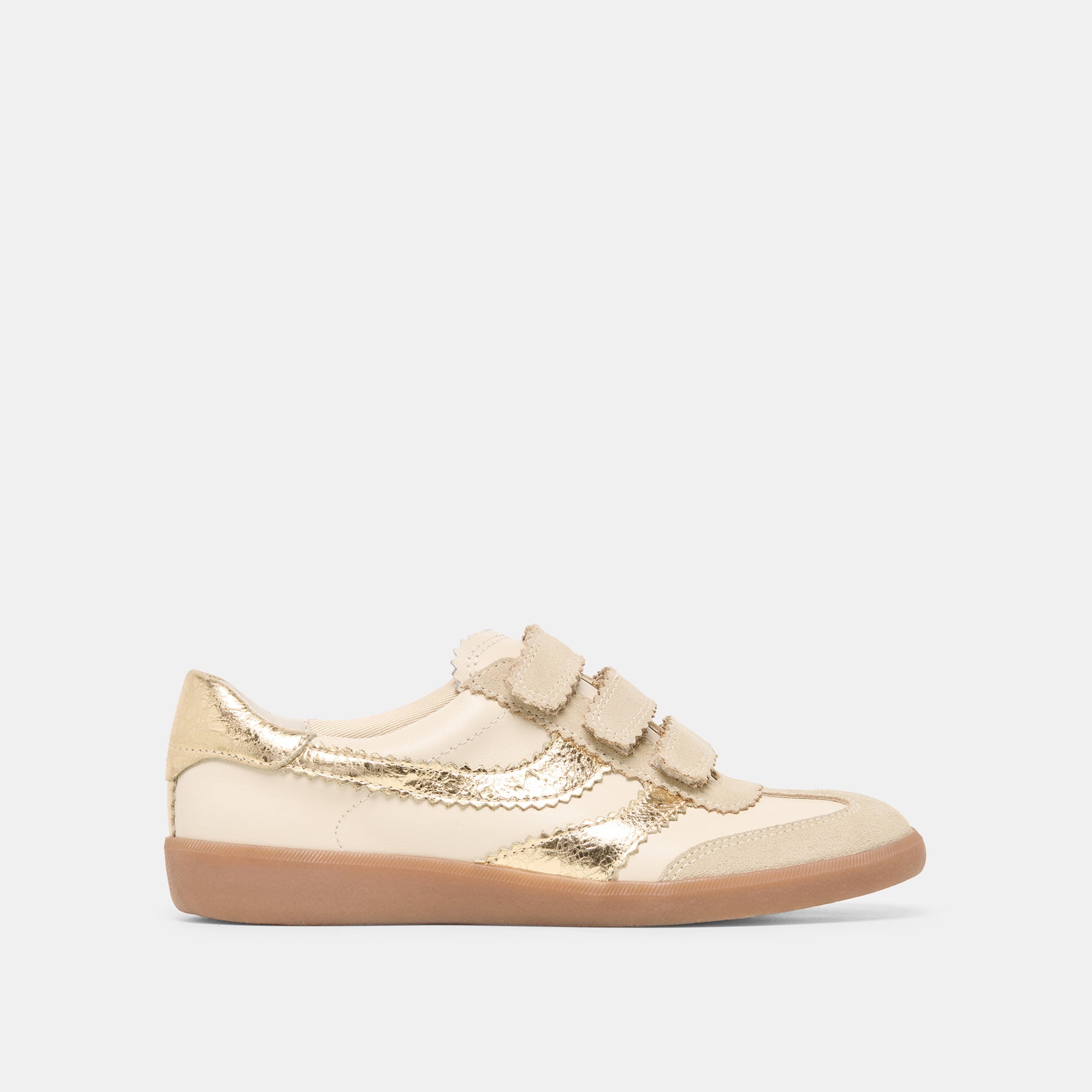 Merit Velcro White Gold Leather Sneakers / Dolce Vita
