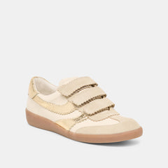 Merit Velcro White Gold Leather Sneakers / Dolce Vita