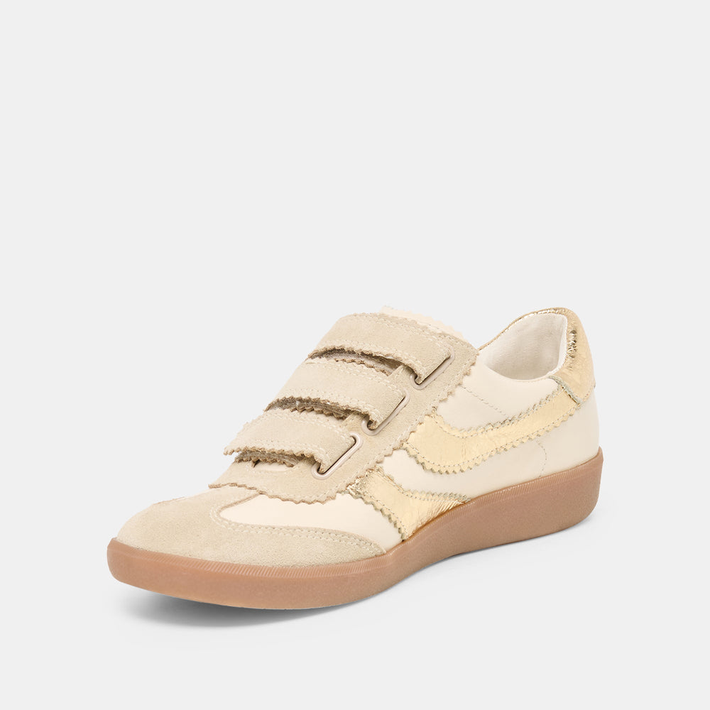 Merit Velcro White Gold Leather Sneakers / Dolce Vita
