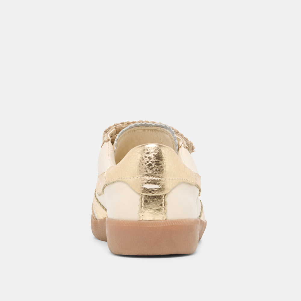 Merit Velcro White Gold Leather Sneakers / Dolce Vita