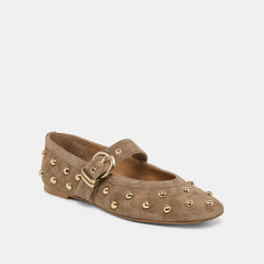 Mikel Stud Olive Suede Ballet Flats / Dolce Vita
