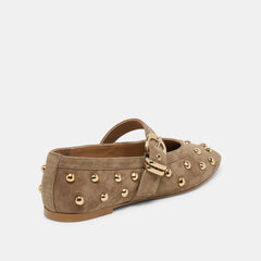 Mikel Stud Olive Suede Ballet Flats / Dolce Vita
