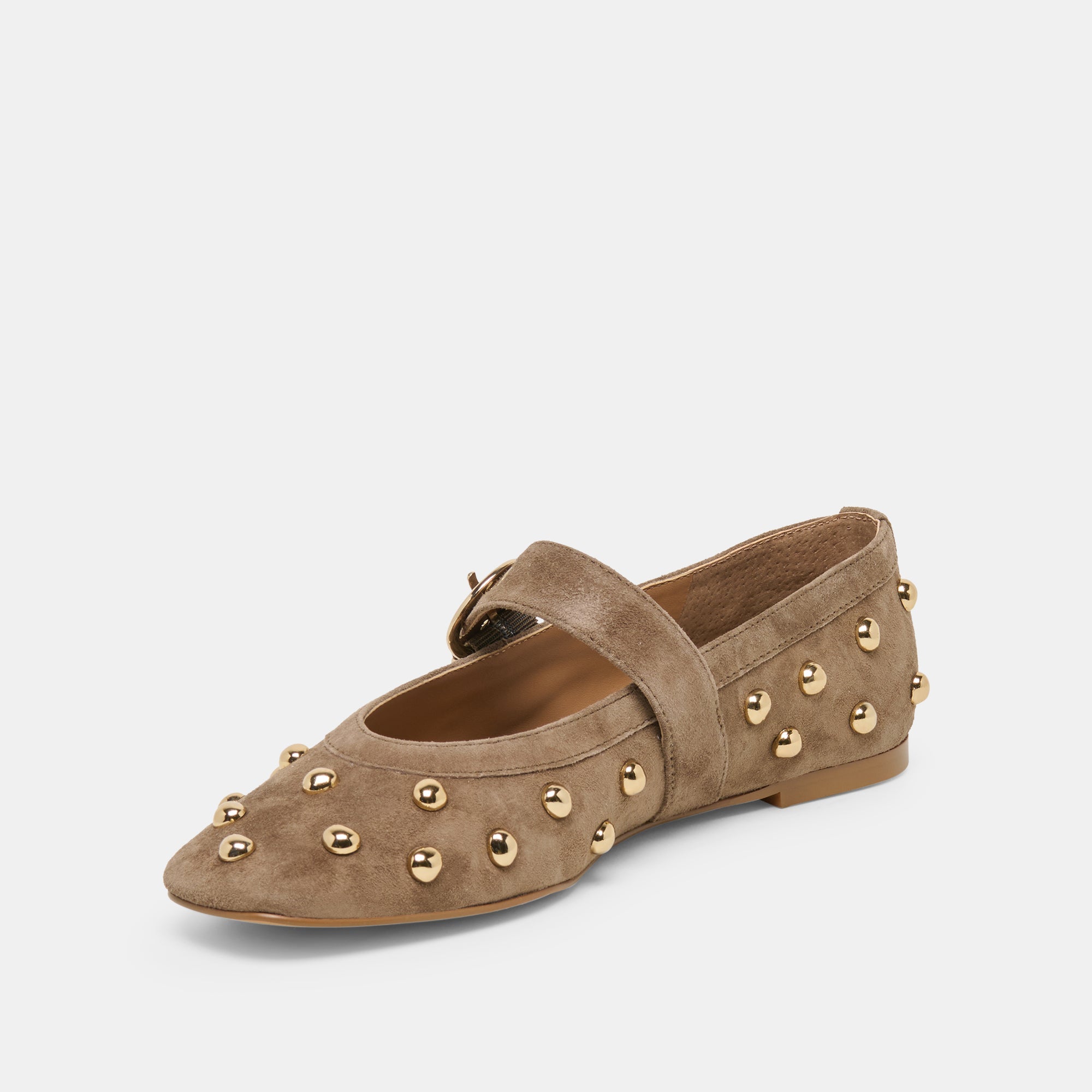 Mikel Stud Olive Suede Ballet Flats / Dolce Vita