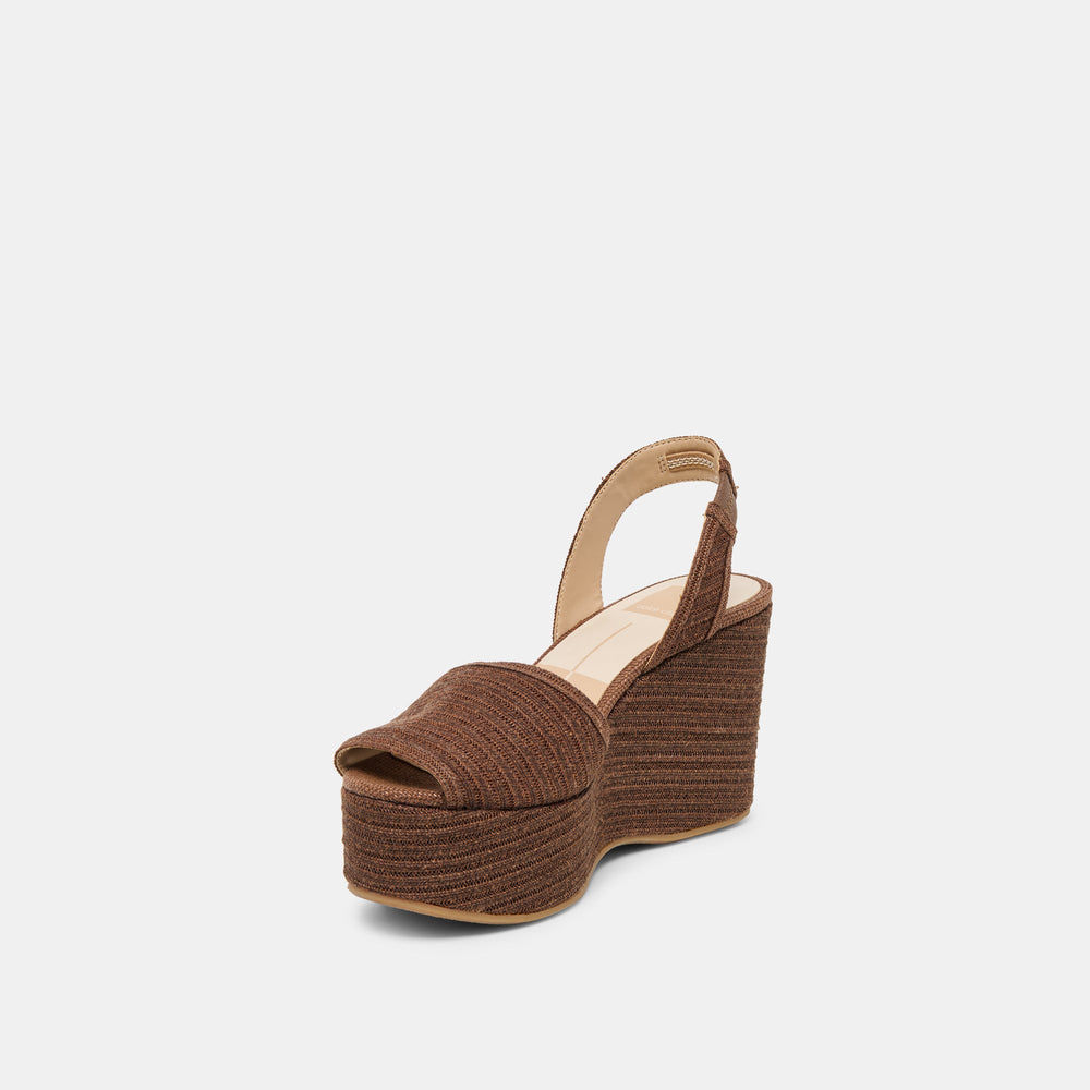 Akera Cocoa Raffia Wedges / Dolce Vita