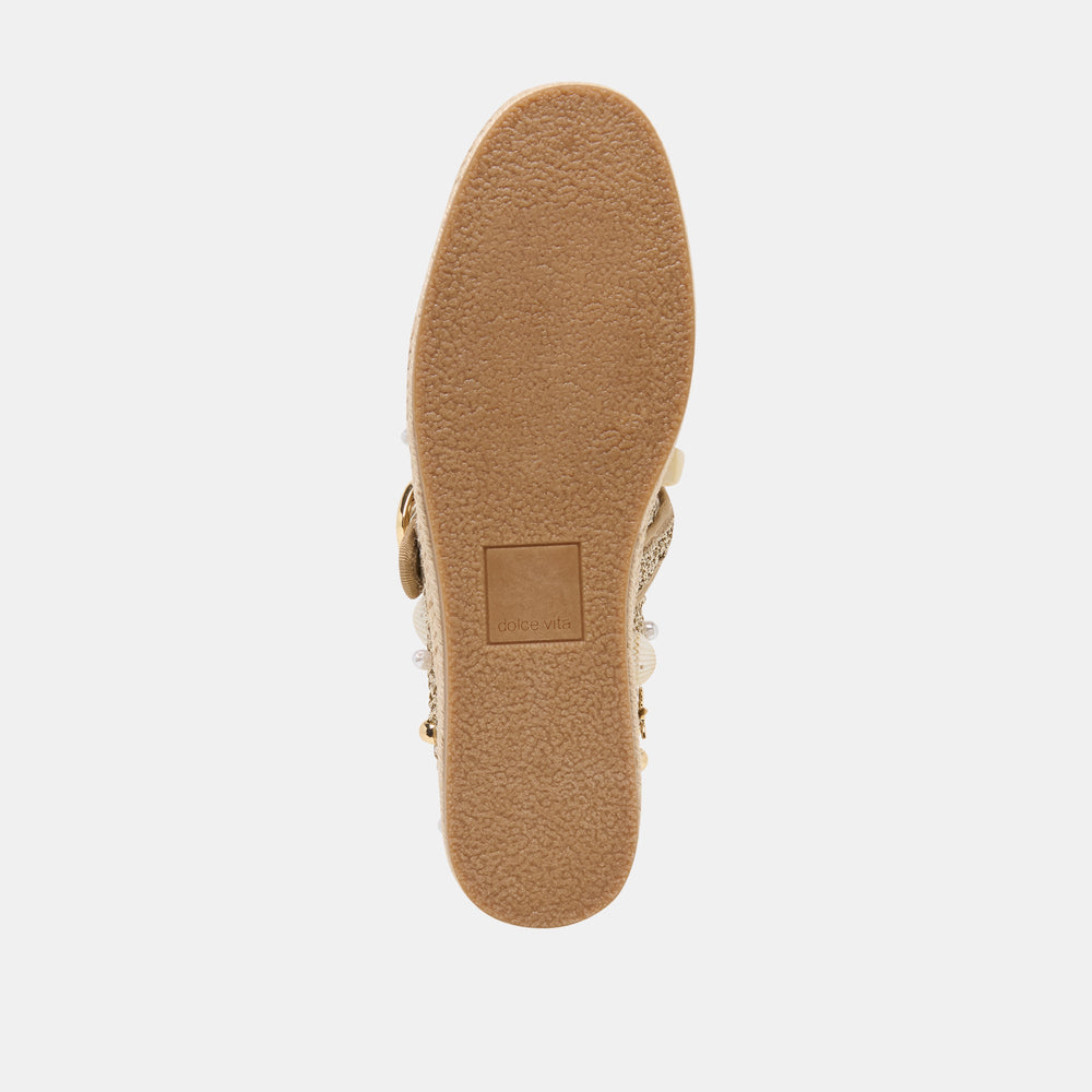 Ralph Gold Beaded Raffia Ballet Flats / Dolce Vita