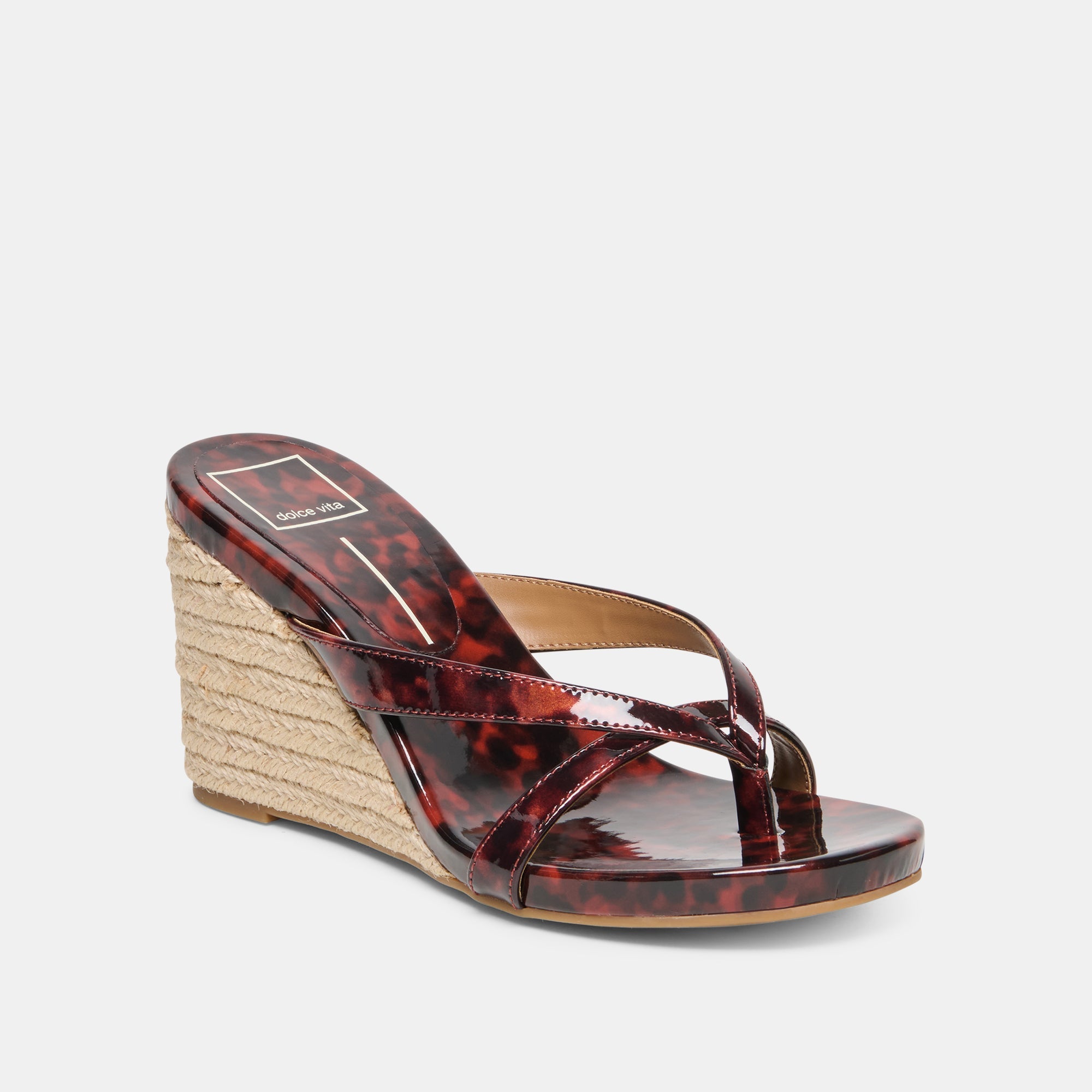 Helan Espadrille Tortoise Patent Leather Wedges / Dolce Vita