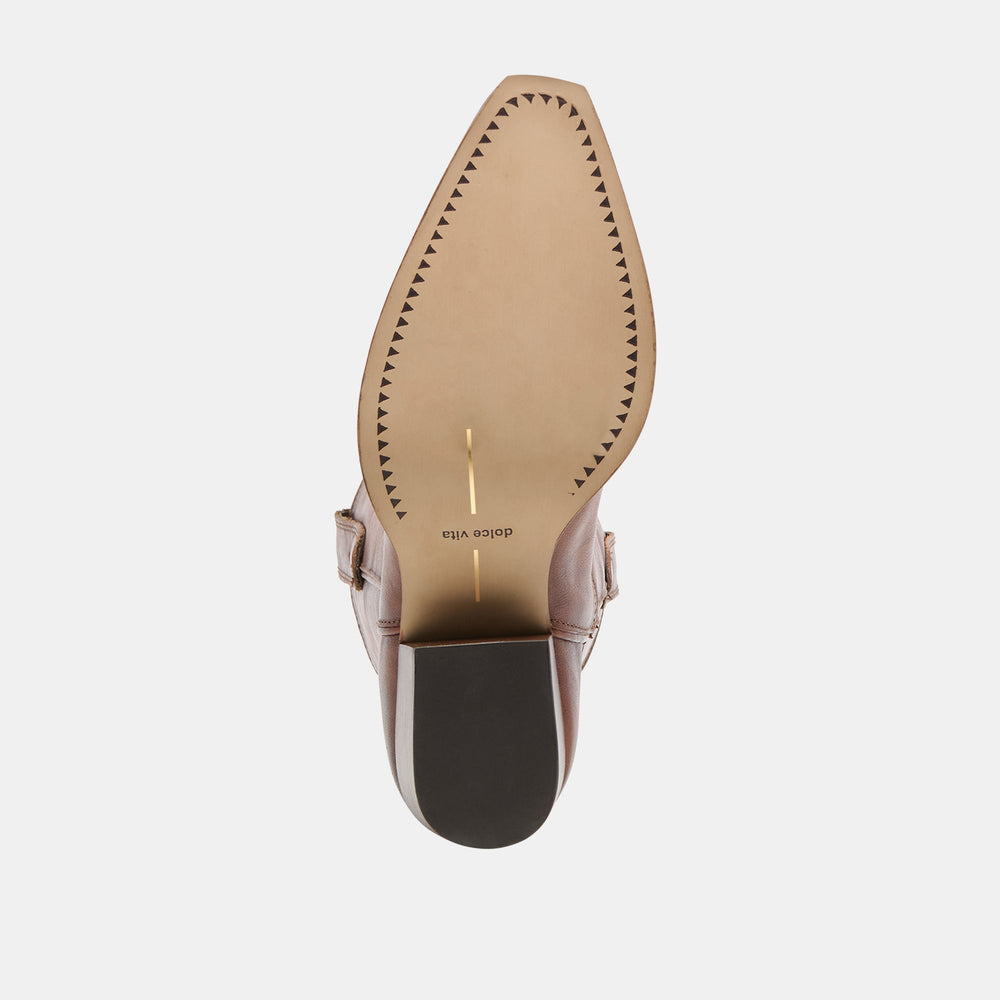 VIGLA Chestnut Leather Pointed-Toe Western Boots / Dolce Vita