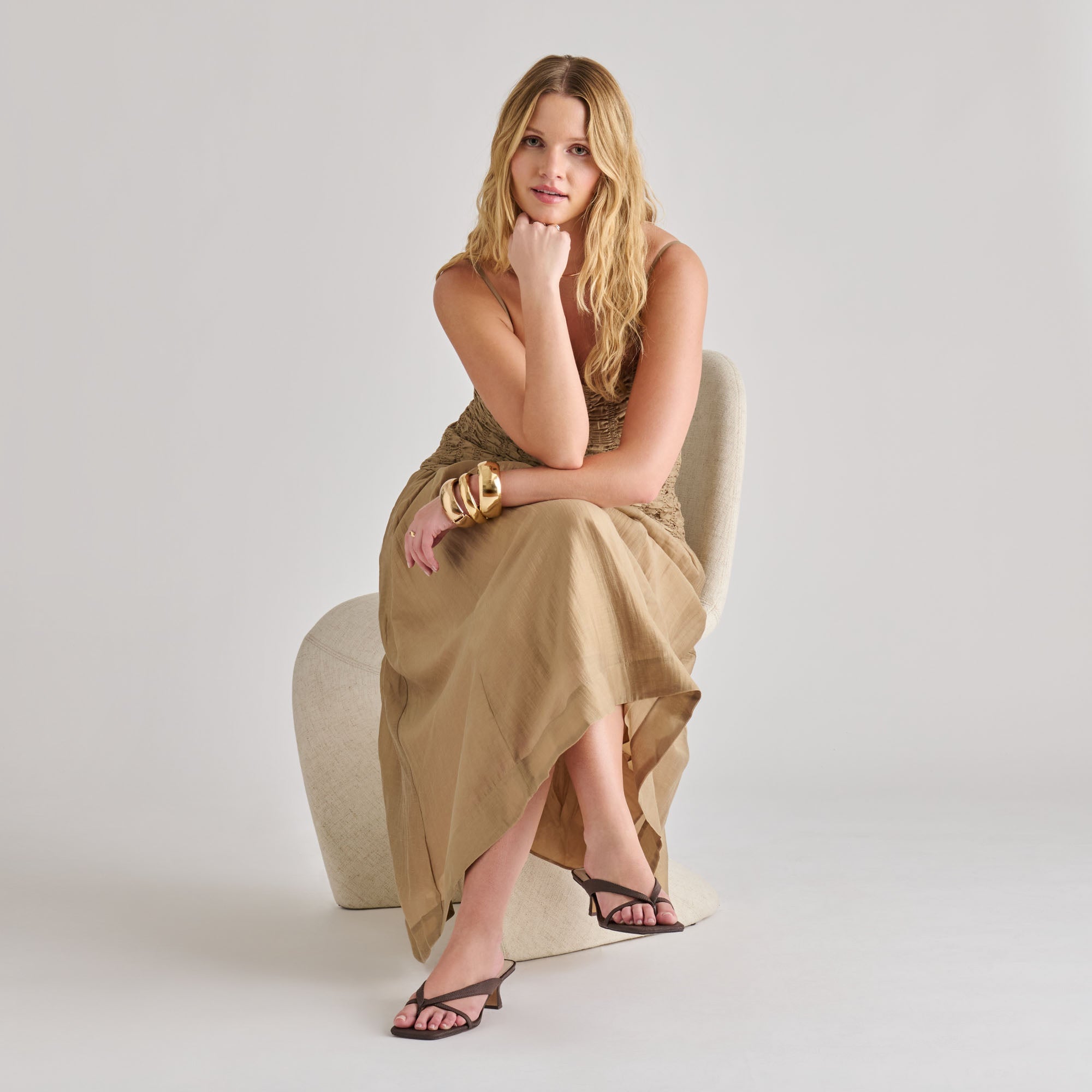 Brevel Chocolate Raffia Heels / Dolce Vita