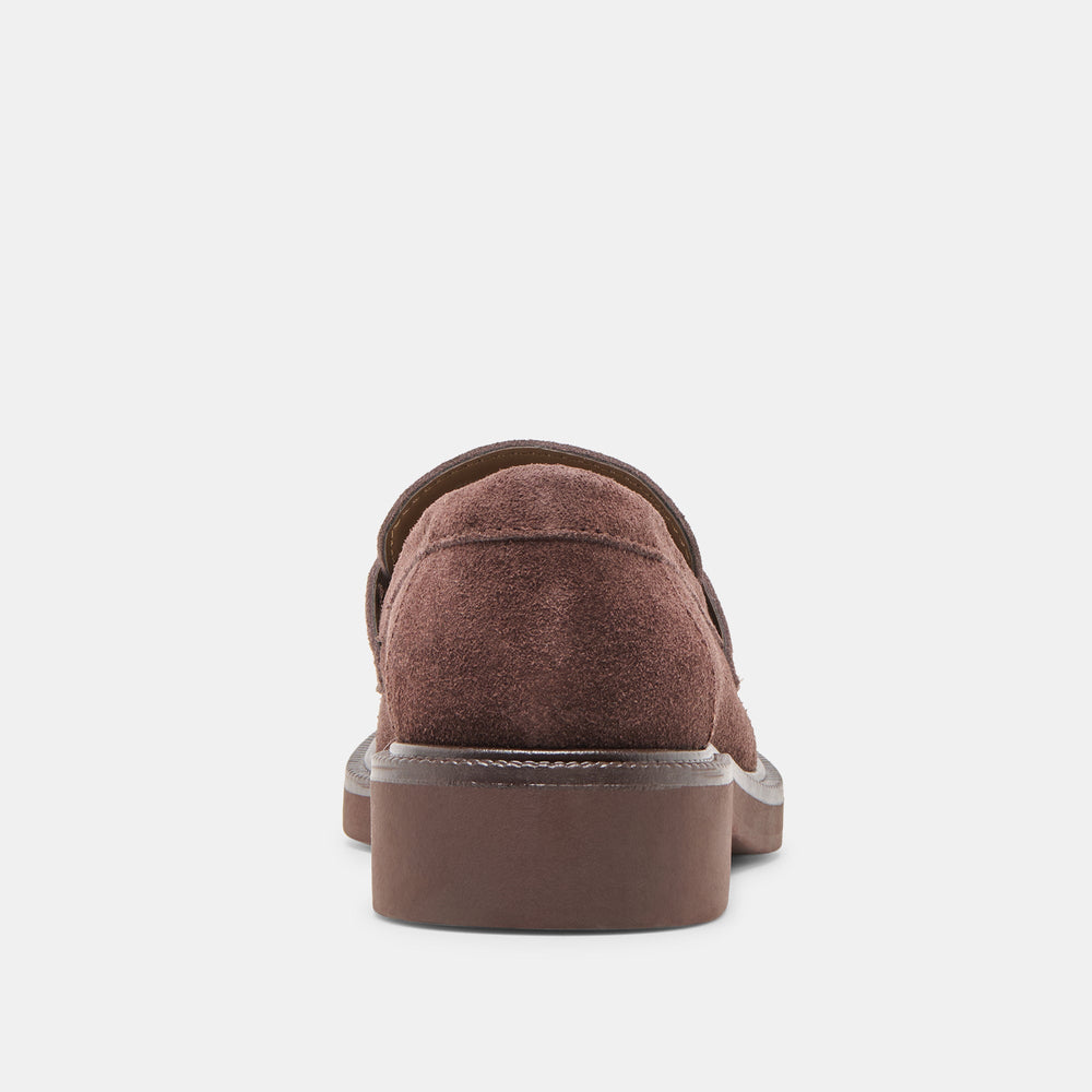 Tiggy Mahogany Suede Loafers / Dolce Vita