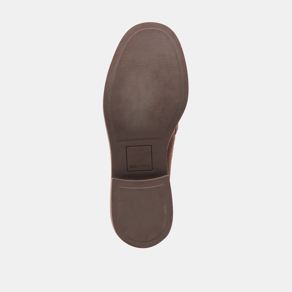 Tiggy Mahogany Suede Loafers / Dolce Vita