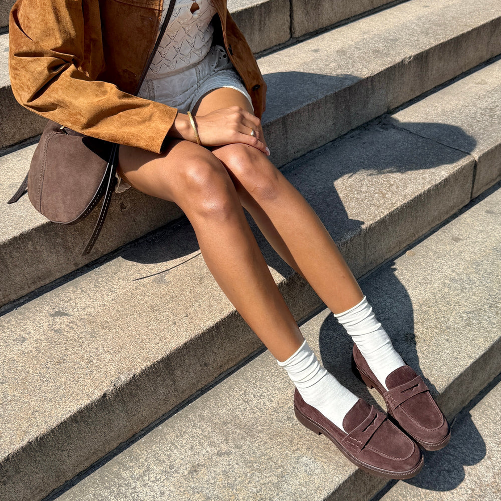 Tiggy Mahogany Suede Loafers / Dolce Vita