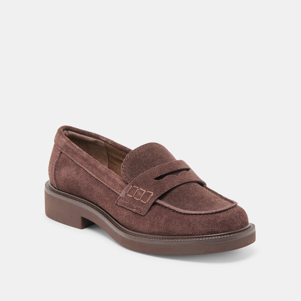 Tiggy Mahogany Suede Loafers / Dolce Vita