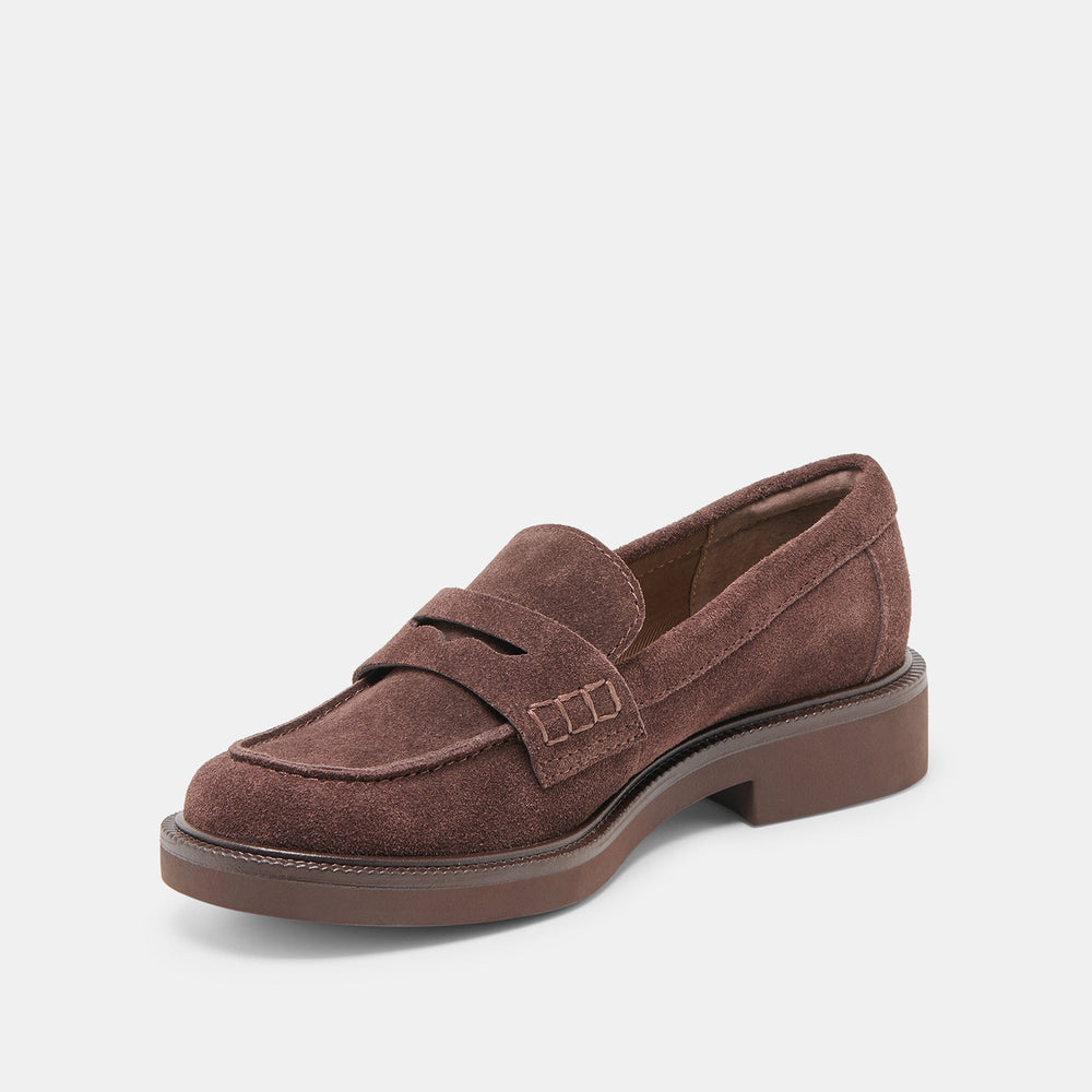 Tiggy Mahogany Suede Loafers / Dolce Vita