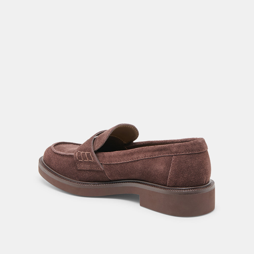 Tiggy Mahogany Suede Loafers / Dolce Vita