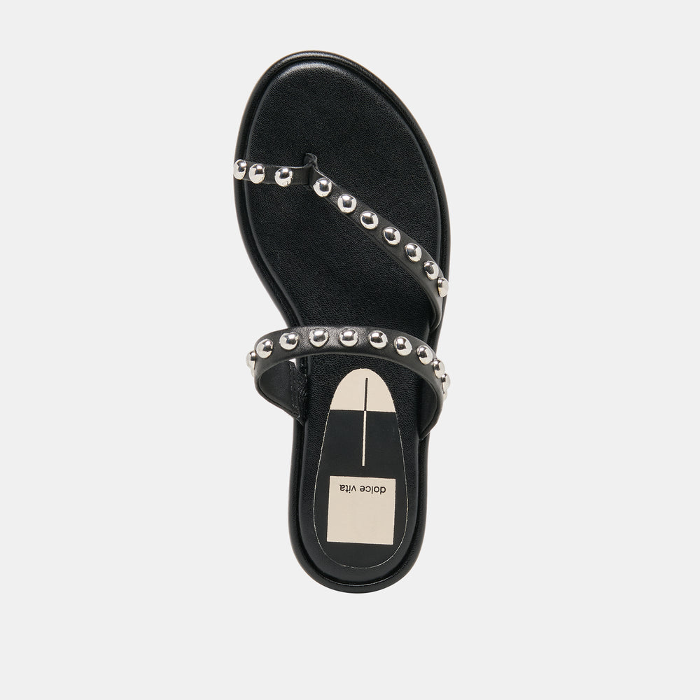 Amary Stud Black Leather Sandals / Dolce Vita