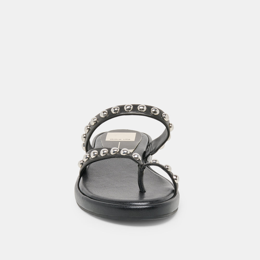 Amary Stud Black Leather Sandals / Dolce Vita
