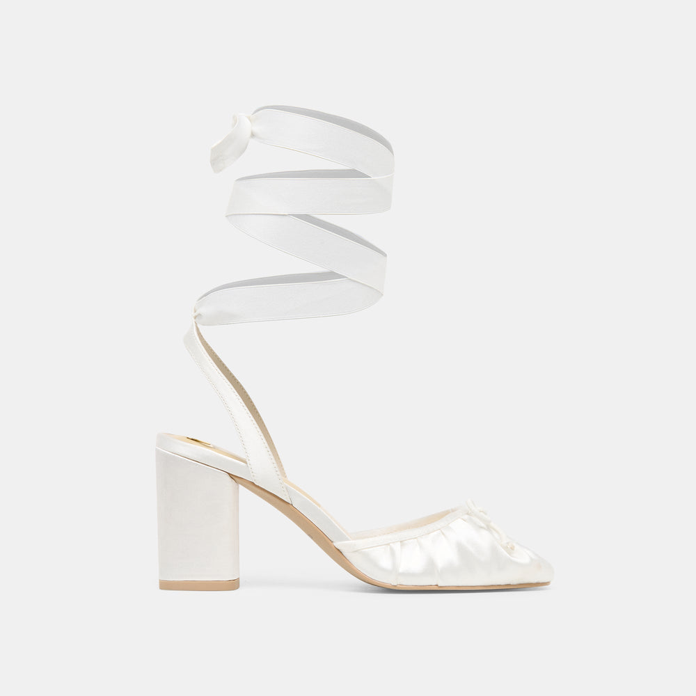 Tisha True White Satin Heels / Dolce Vita