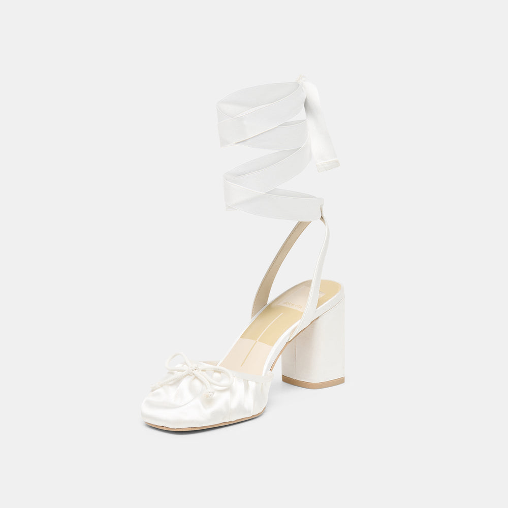 Tisha True White Satin Heels / Dolce Vita