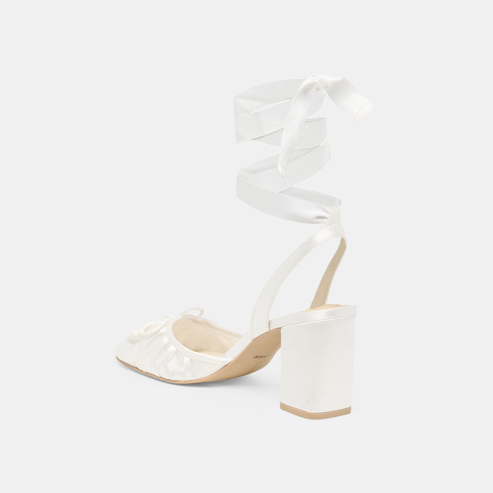 Tisha True White Satin Heels / Dolce Vita