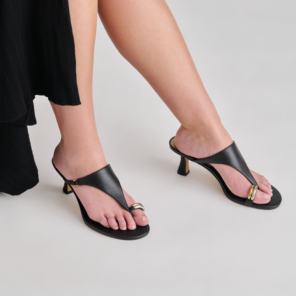 Derrel Black Leather Heels / Dolce Vita