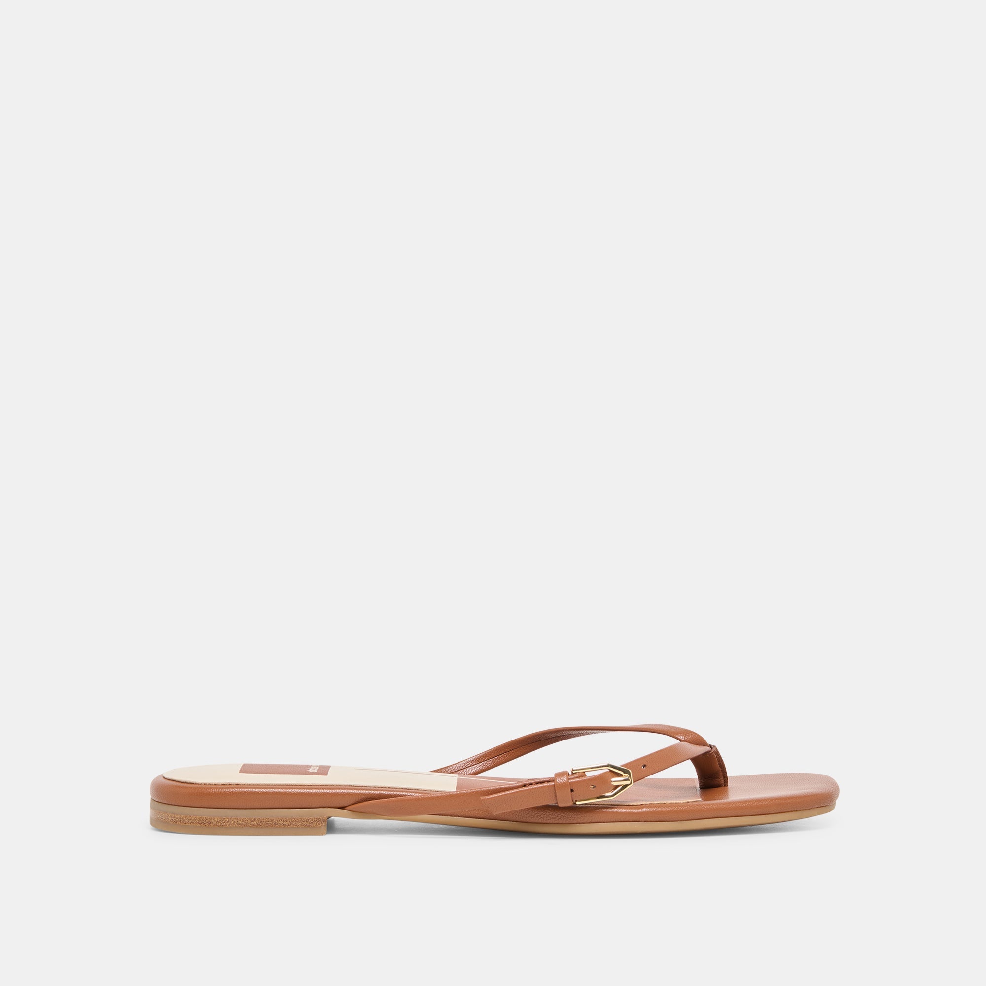 MALTA Cognac Leather Buckle Flip-Flop Sandals / Dolce Vita