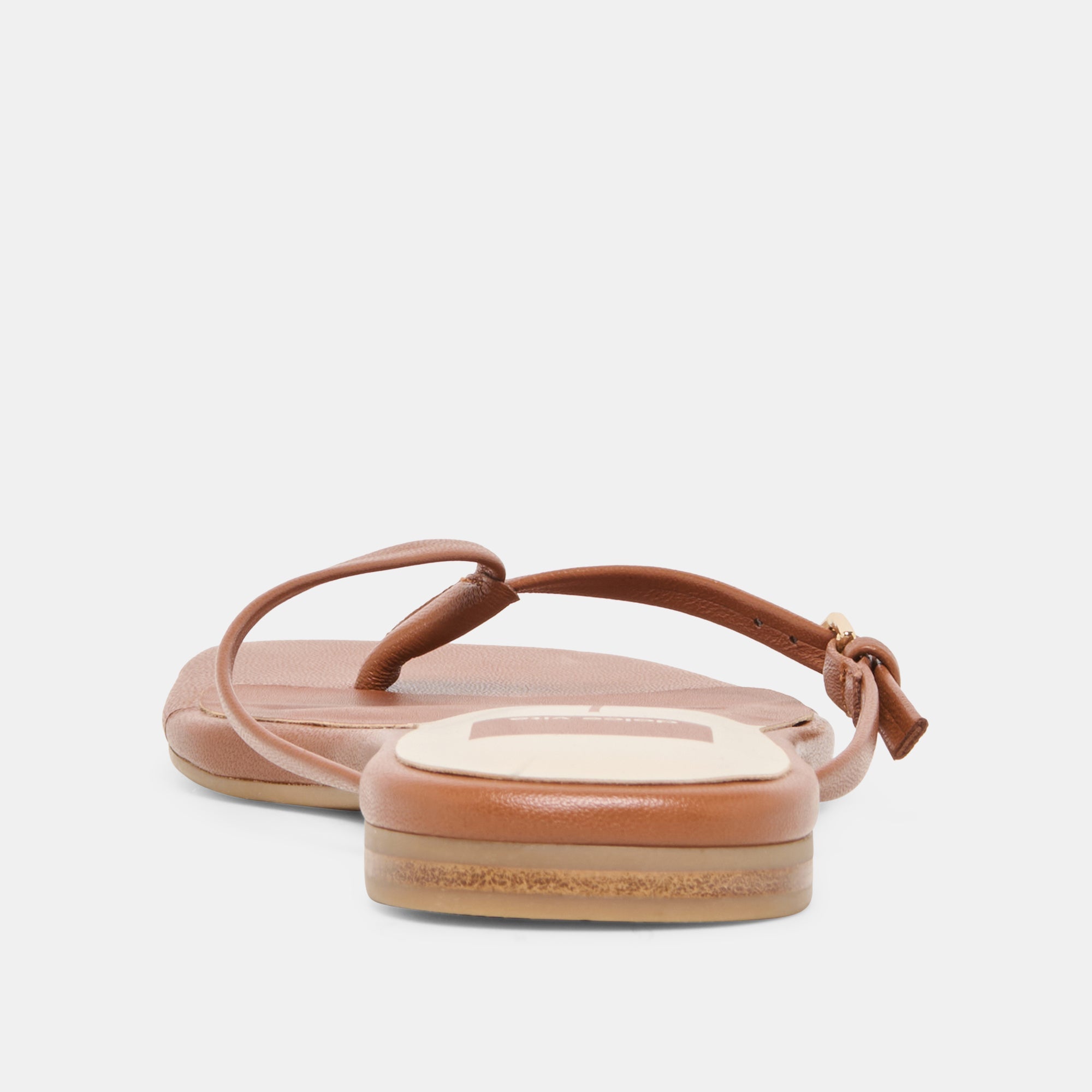 MALTA Cognac Leather Buckle Flip-Flop Sandals / Dolce Vita