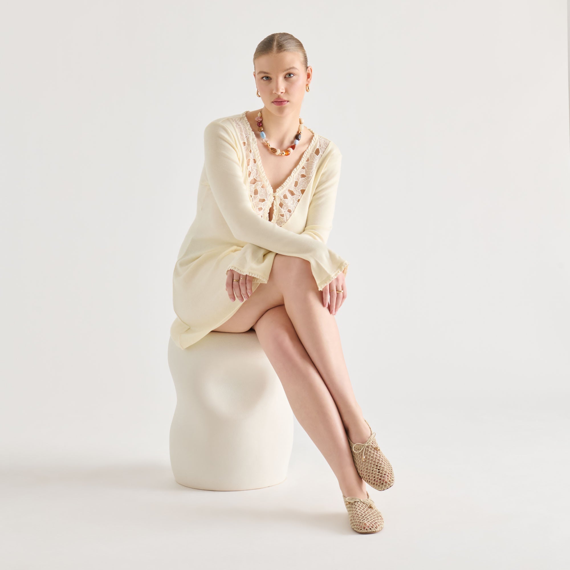 Kaylyn Oatmeal Crochet Flats / Dolce Vita
