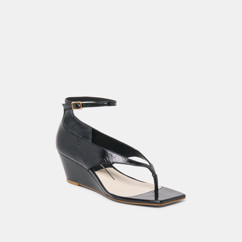 Quinny Black Leather Wedges / Dolce Vita