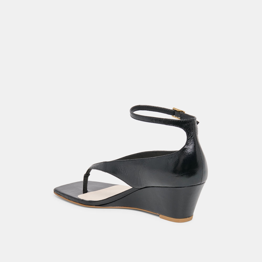 Quinny Black Leather Wedges / Dolce Vita