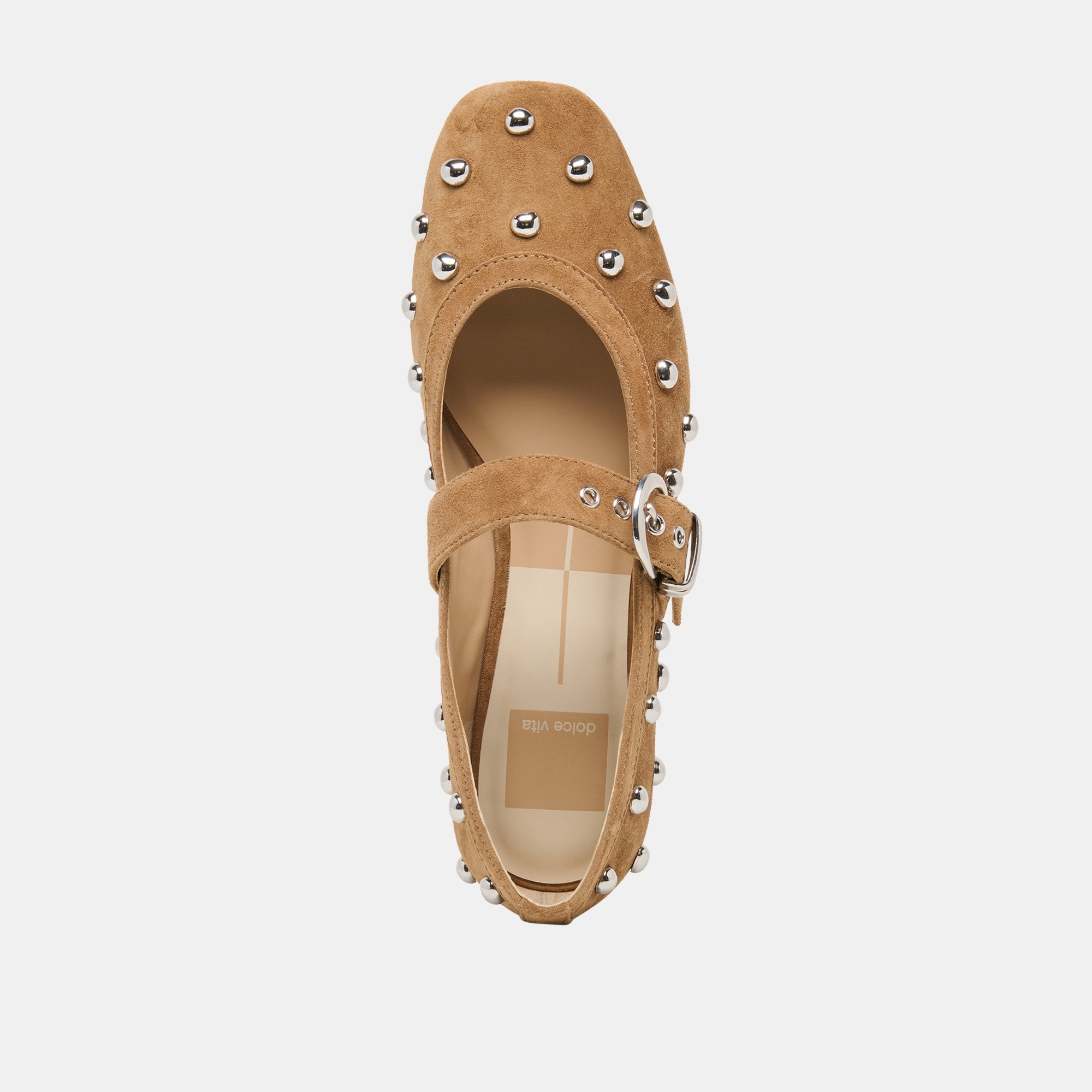 Mikel Stud Lt Brown Suede Ballet Flats / Dolce Vita