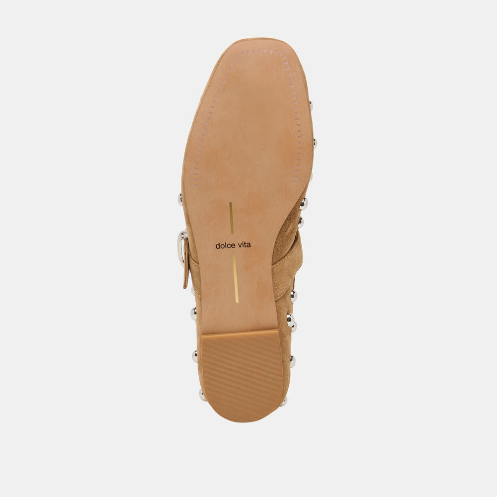 Mikel Stud Lt Brown Suede Ballet Flats / Dolce Vita