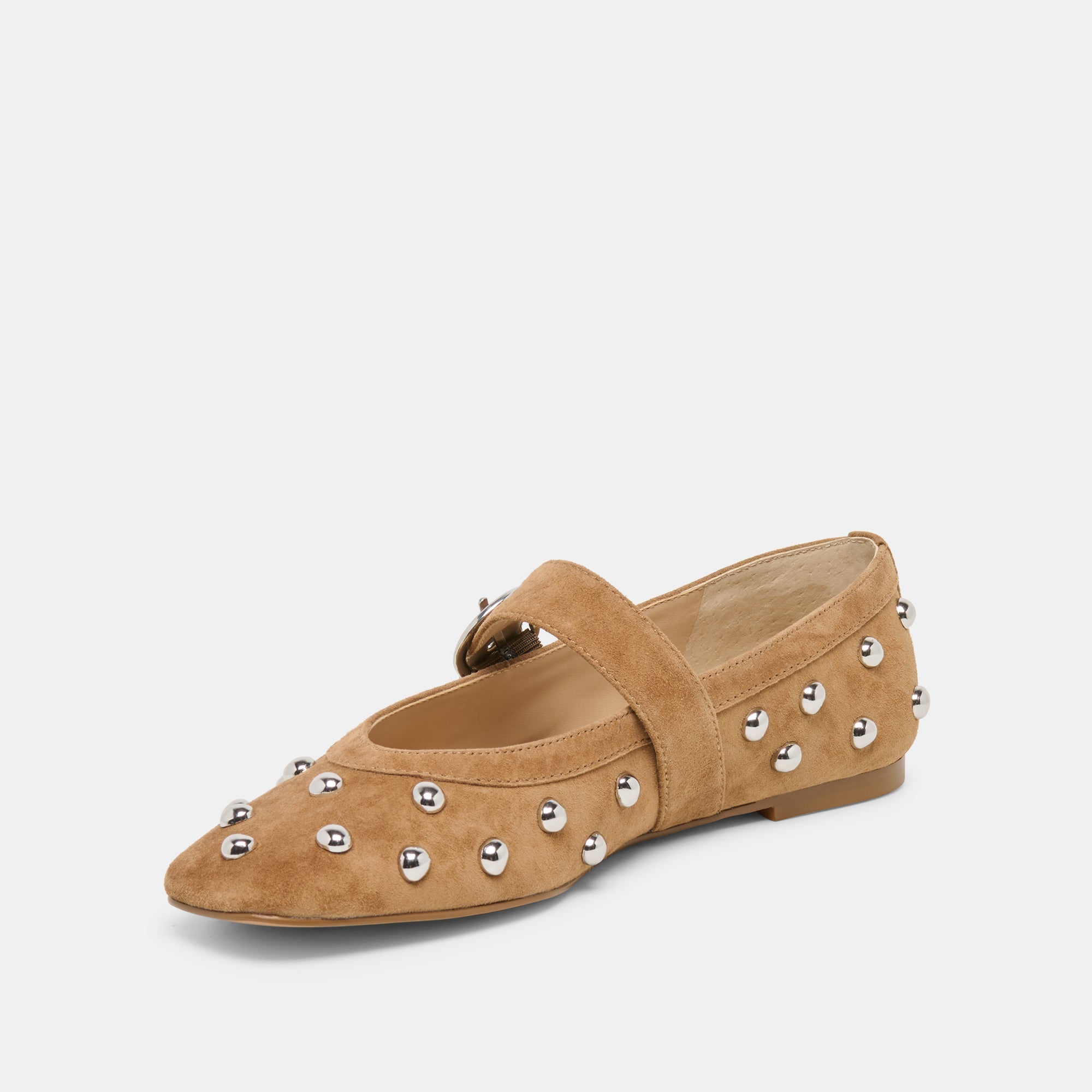 Mikel Stud Lt Brown Suede Ballet Flats / Dolce Vita