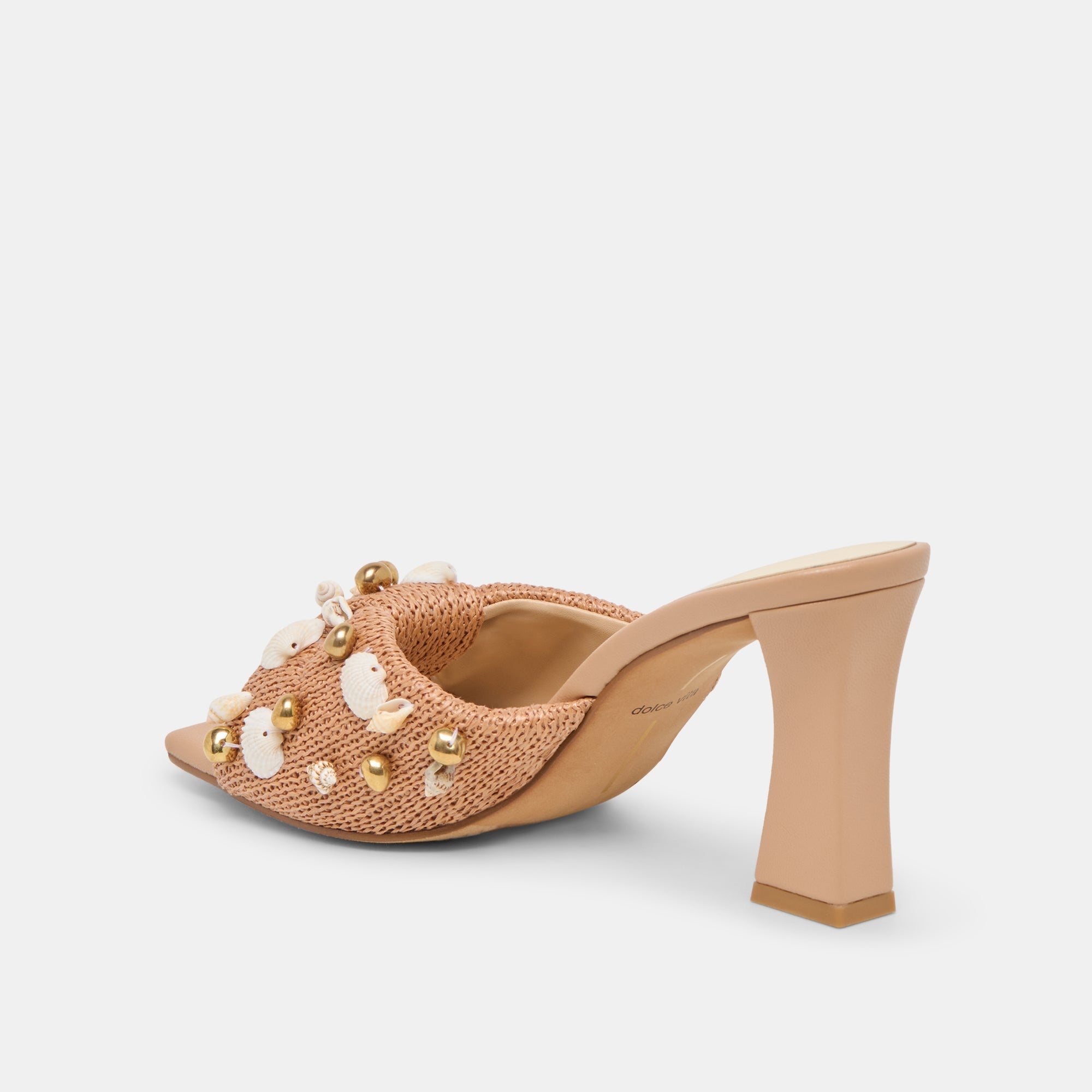 Tylah Toffee Beaded Raffia Heels / Dolce Vita