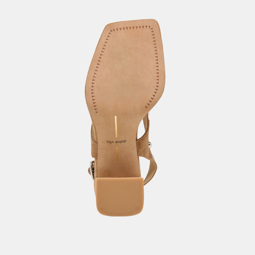 Yves Stud Lt Brown Suede Heels / Dolce Vita