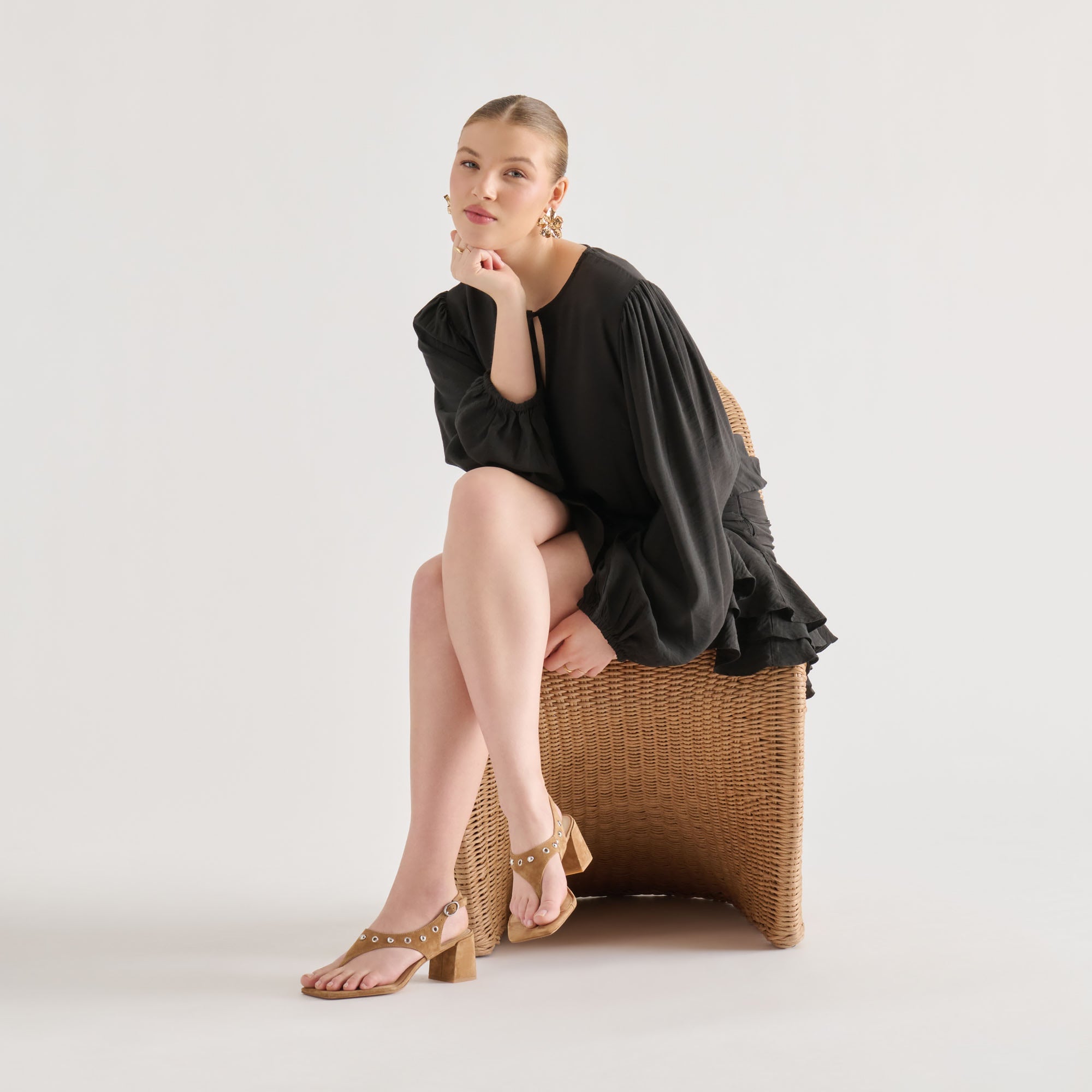 Yves Stud Lt Brown Suede Heels / Dolce Vita