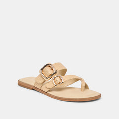 SHORE Sand Raffia Flip-Flop Buckled Sandals / Dolce Vita