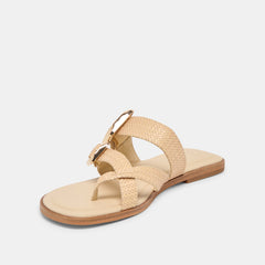 SHORE Sand Raffia Flip-Flop Buckled Sandals / Dolce Vita