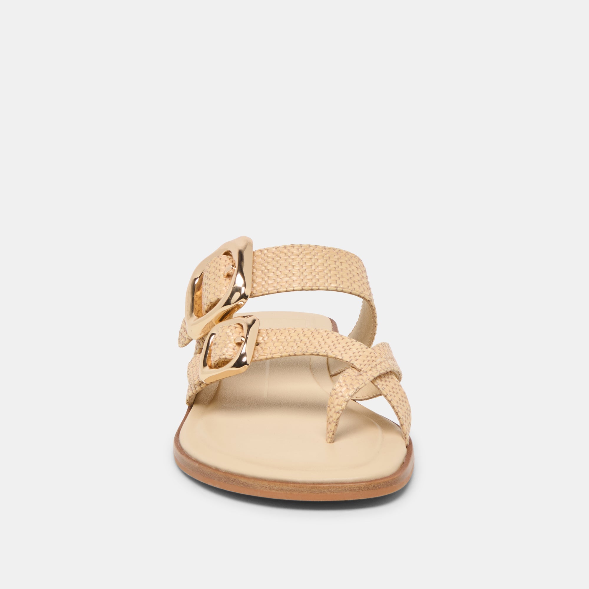 SHORE Sand Raffia Flip-Flop Buckled Sandals / Dolce Vita