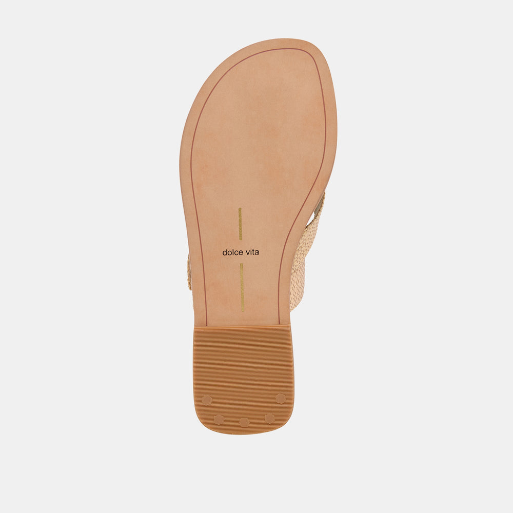 SHORE Sand Raffia Flip-Flop Buckled Sandals / Dolce Vita