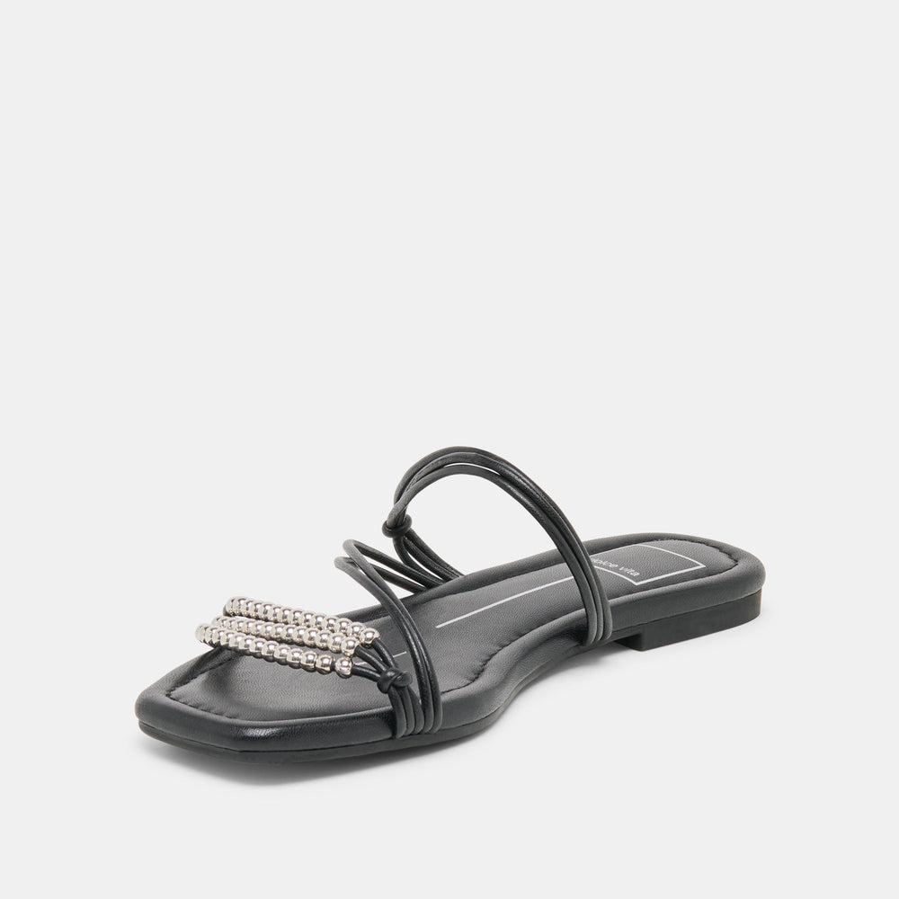 LYNDEE BEAD Black Stella Strappy Open-Toe Sandals / Dolce Vita