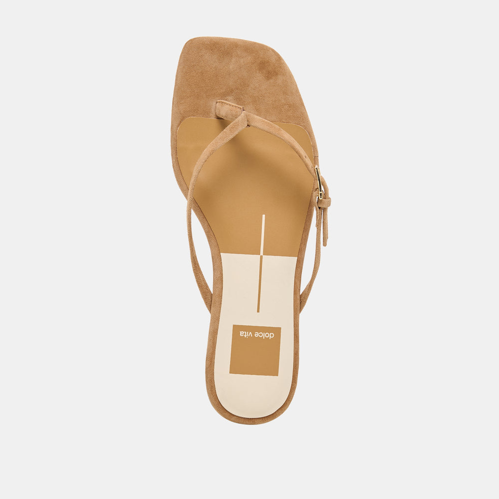 MALTA Lt Brown Suede Buckle Flip-Flop Sandals / Dolce Vita