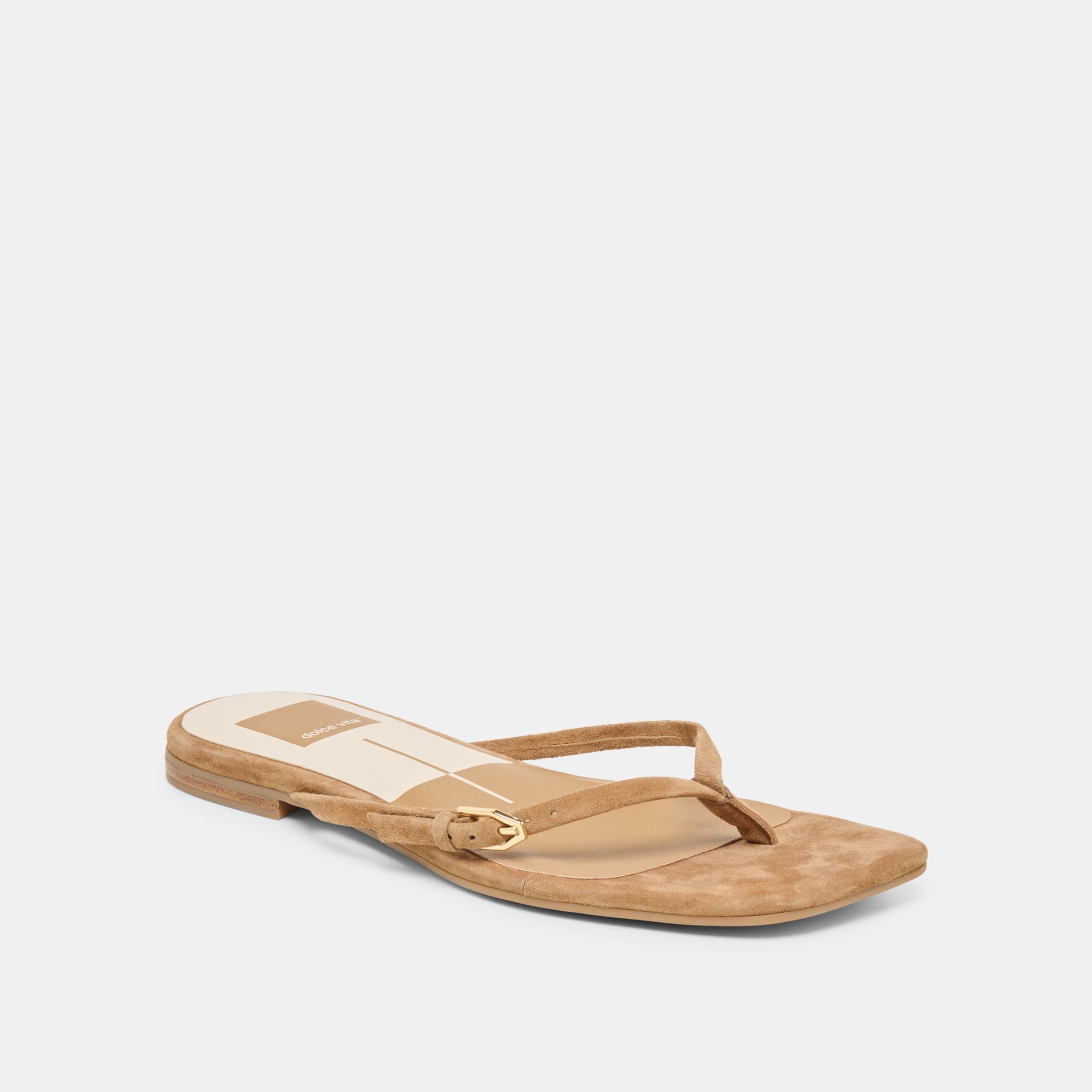 MALTA Lt Brown Suede Buckle Flip-Flop Sandals / Dolce Vita