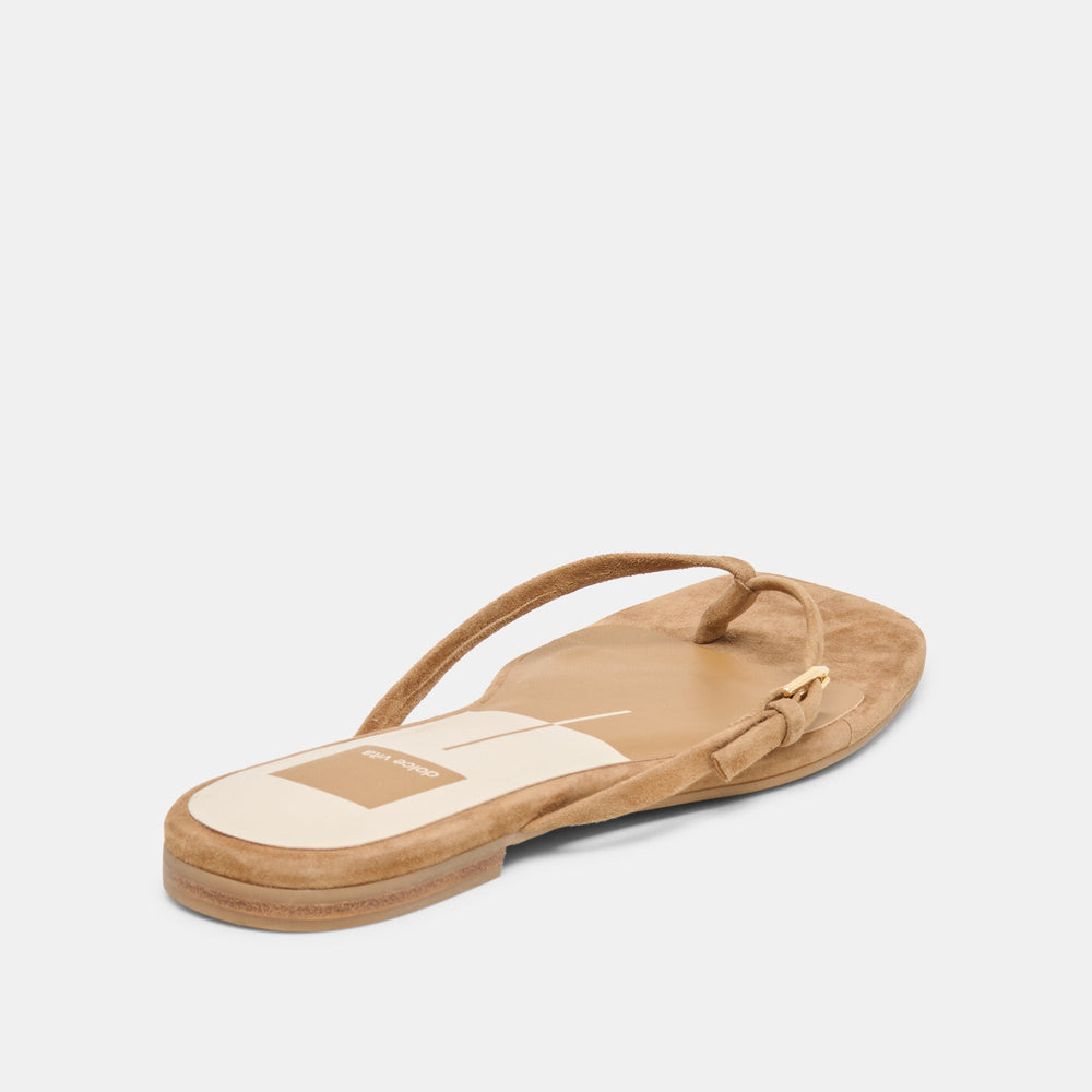 MALTA Lt Brown Suede Buckle Flip-Flop Sandals / Dolce Vita